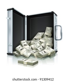 case with dollars money concept vector illustration isolated on white background. EPS10.