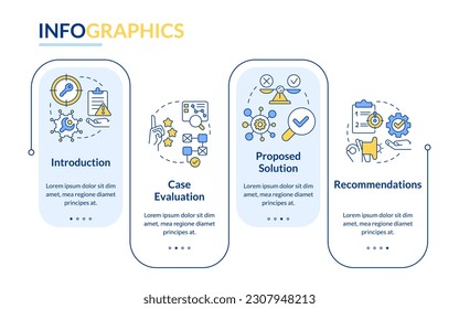 Case drafting rectangle infographic template. Studying plan. Data visualization with 4 steps. Editable timeline info chart. Workflow layout with line icons. Lato-Bold, Regular fonts used