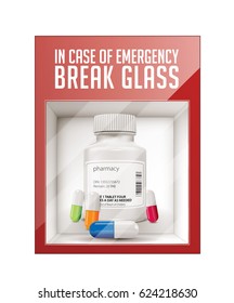 In case of emergency break glass - pills concept