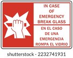 In case of emergency break glass sign and label