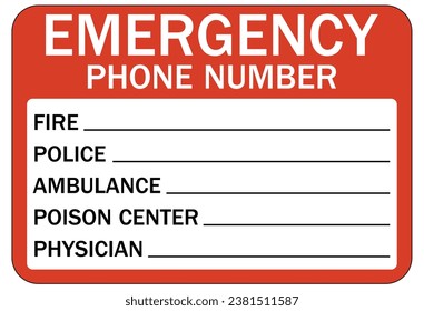 In case of emergency call 911 sign