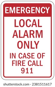 In case of emergency call 911 sign