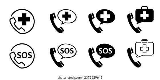 In case of emergency, call doctor or ambulance. Medicine and health. Medicine and healthcare, medical support concept. Number 112 or 911. Consulting phone sign. Medical help icon. Hospital, sos help l