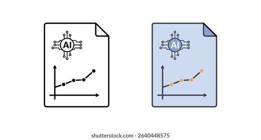 Case file icon with predictive analytics chart, symbolizing legal forecasting, smart case outcome prediction, and data-driven legal strategy.