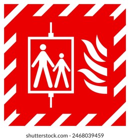 In Case Of Fire Do Not Use Lift Symbol Sign, Vector Illustration, Isolate On White Background Label .EPS10
