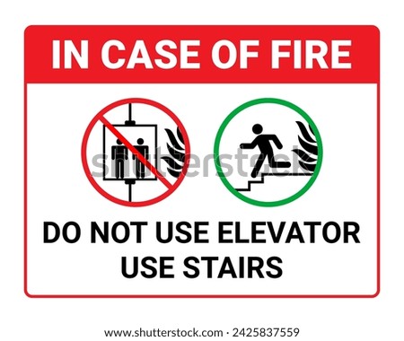 In case of fire do not use elevator use stairs sign