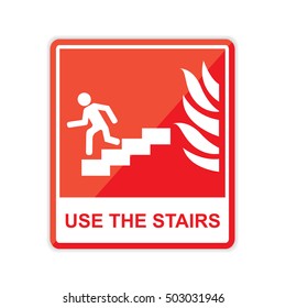 In case of fire use stairs do not use elevators Sign. Vector