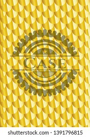 Case gold badge. Scales pattern. Vector Illustration. Detailed.