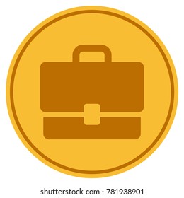 Case golden coin icon. Vector style is a gold yellow flat coin symbol.