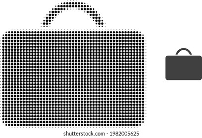 Ilustración de icono de medio tono de caso. El patrón de semitono contiene puntos redondos. Icono vectorial de caso en fondo blanco. abstracción plana para el objeto de caso.