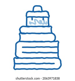 vector de icono de esbozo de la torre de montón de mayúsculas y minúsculas. Dibujo manual de la línea de doodle azul Case Heap Tower. ilustración de símbolo aislado
