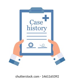 Case history document. Vector illustration.