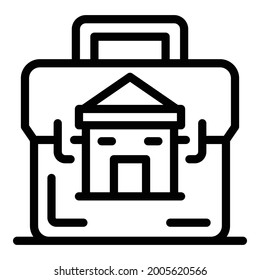 Caso e icono de la casa. Esquema de caso e icono del vector de casa para el diseño web aislado en fondo blanco