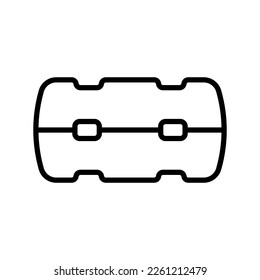 Icono de caso. Caja, maleta. Silueta lineal de contorno negro. Vista frontal. trazos editables. Ilustración gráfica plana vectorial simple. Objeto aislado sobre un fondo blanco. Aislar.