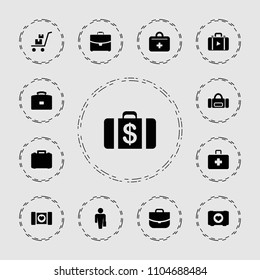 Case icon. collection of 13 case filled icons such as first aid kit, sport bag, luggage. editable case icons for web and mobile.