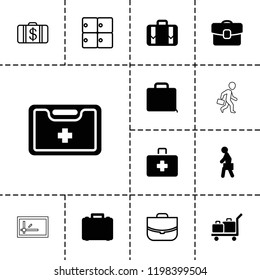 Case icon. collection of 13 case filled and outline icons such as luggage, medical kit, luggage storage, first aid kit. editable case icons for web and mobile.