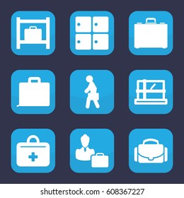 Case icon. set of 9 filled case icons such as luggage storage, parcel
