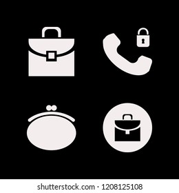 case icon. case vector icons set purse, briefcase and security telephone