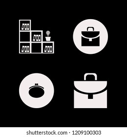 case icon. case vector icons set bookcase flower pot, briefcase and purse