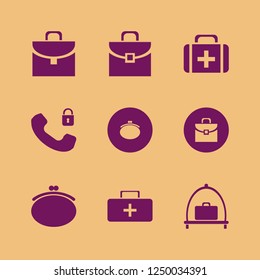 case icon. case vector icons set briefcase, purse, baggage cart and security telephone