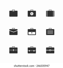 Case icons - Element bags and luggages icon set on white background. Vector illustration EPS10.