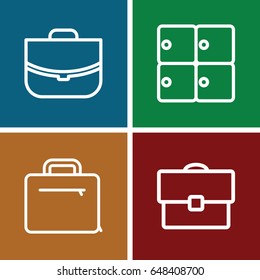 Case icons set. set of 4 case outline icons such as luggage storage