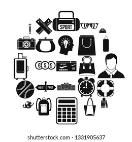 Case icons set. Simple set of 25 case icons for web isolated on white background