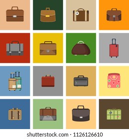 Case Icons Variants Of Briefcase And Baggage On White Background.. Vector Illustration