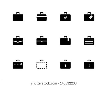 Case Icons Variants Of Briefcase On White Background.. Vector Illustration.