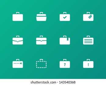 Case icons variants of briefcase on green background. Vector illustration.