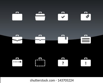 Case Icons Variants Of Briefcase On Black Background. Vector Illustration.