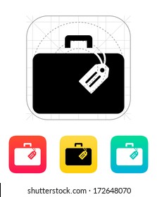 Case with label icon. Vector illustration.