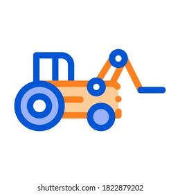 Case Loader Tractor Vehicle Vector Thin Line Icon. Agricultural Farm Lift Tractor, Machinery Linear Pictogram. Industry Loading Machine Equipment Illustration