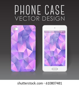 Case for mobile phone with bright polygonal mosaic