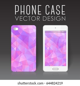 Case for mobile phone with bright polygonal mosaic