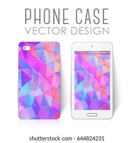 Case for mobile phone with bright polygonal mosaic