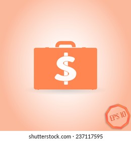 Case with money. Dollar sign. Flat design style. Made in illustrator vector?