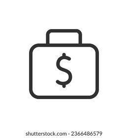 Case of money, linear icon. Dollar sign. Line with editable stroke