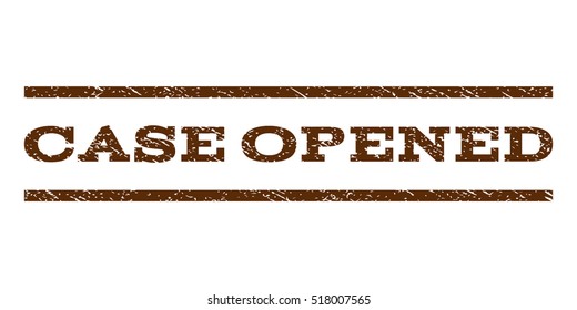 Case Opened watermark stamp. Text tag between horizontal parallel lines with grunge design style. Rubber seal stamp with unclean texture. Vector brown color ink imprint on a white background.