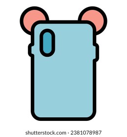 Case phone display protector icon outline vector. Mobile cover. Cell glass color flat