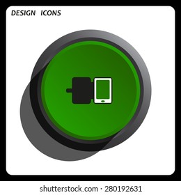 Case for phone. icon. vector design Green Start button, forward, to continue. Flat design style.