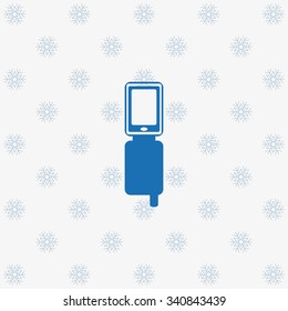 Case for phone. icon. vector designThe lightbulb icon. Illumination symbol. Flat Vector illustration  background with snowflakes