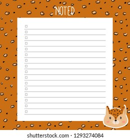 Case planner, leopard print pattern, African motifs. Hand-drawn. Blank form for printing on paper.