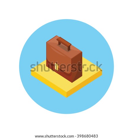 Case portfolio isometric design. Porfolio and suitcase, bag and briefcase, travel case icon, baggage business icon, luggage with handle icon, accessory vector illustration