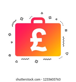 Case with Pounds GBP sign icon. Briefcase button. Colorful geometric shapes. Gradient diplomat icon design.  Vector