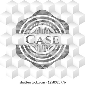 Case realCase retro style grey emblem with geometric cube white backgroundistic grey emblem with geometric cube white background