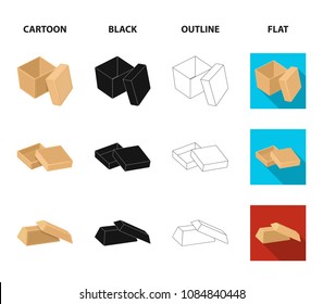 Case, shell, framework, and other web icon in cartoon,black,outline,flat style.Box, container, package, icons in set collection.