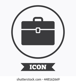 Case sign icon. Briefcase button. Graphic design element. Flat symbol in circle button. Vector
