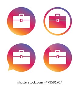Case sign icon. Briefcase button. Gradient buttons with flat icon. Speech bubble sign. Vector