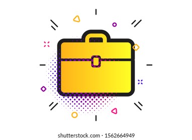 Case sign icon. Halftone dots pattern. Briefcase button. Classic flat case icon. Vector